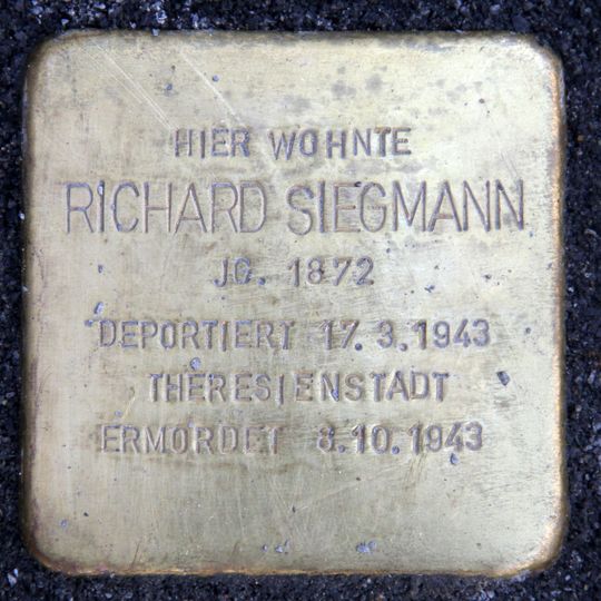 Stolperstein dedicated to Richard Siegmann