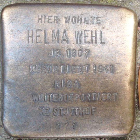 Stolperstein dedicated to Helma Wehl