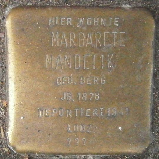 Stolperstein dedicated to Margarete Mandelik