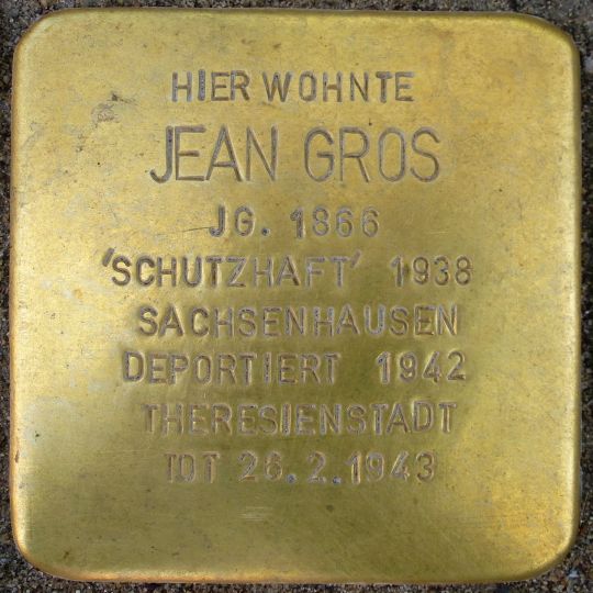 Stolperstein dedicated to Jean Gros