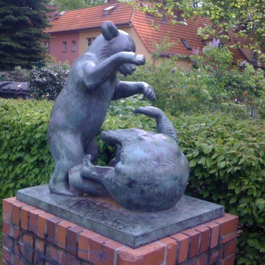 Two bear cubs playing