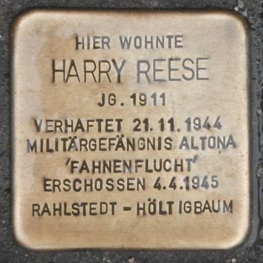Stolperstein à la mémoire de Harry Reese