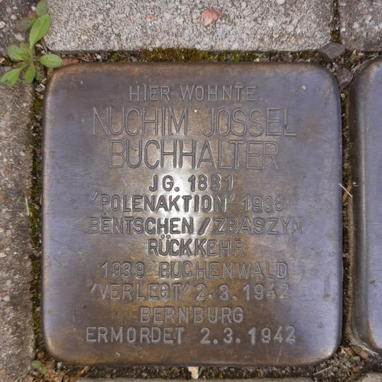 Stolperstein dedicated to Nuchim Josef  Buchhalter