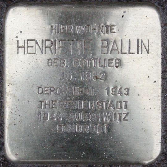 Stolperstein dedicated to Henriette Ballin
