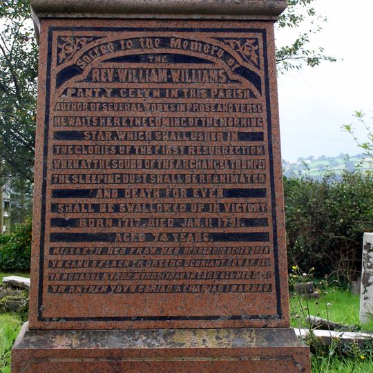 Monument & memorial of Willian Williams in churchyard of St Mary's Church