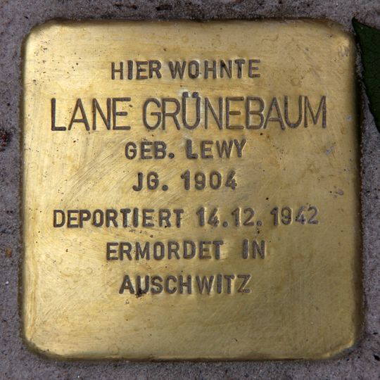 Stolperstein en memoria de Lane Grünebaum