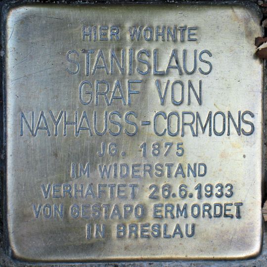 Stolperstein dedicated to Stanislaus von Nayhauß