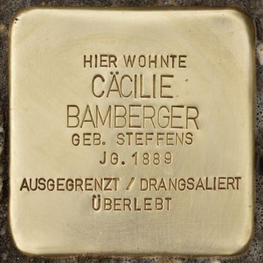 Stolperstein dedicated to Cäcilie Bamberger
