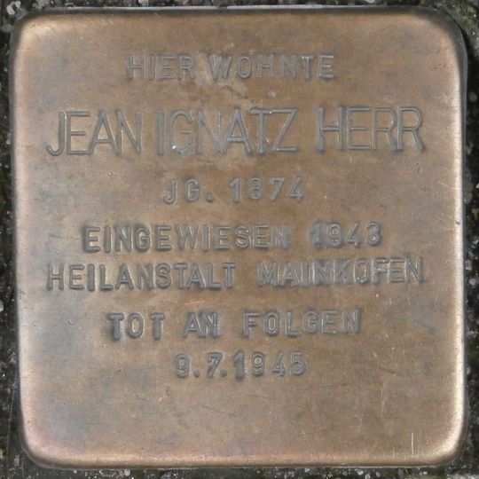 Stolperstein dedicated to Jean Ignatz Herr