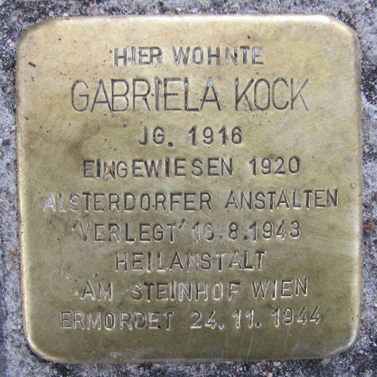 Stolperstein en memoria de Gabriela Kock