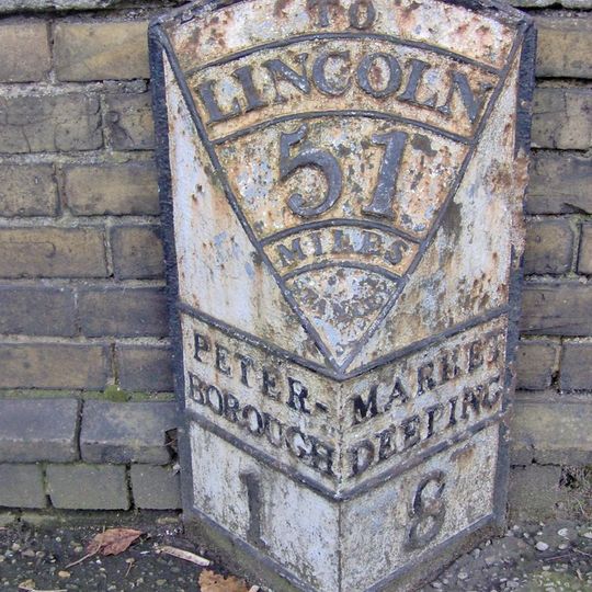 Milepost, Lincoln Road, S of jct with Burghley Road, by No 107