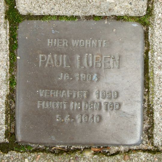 Stolperstein dedicated to Paul Lüben