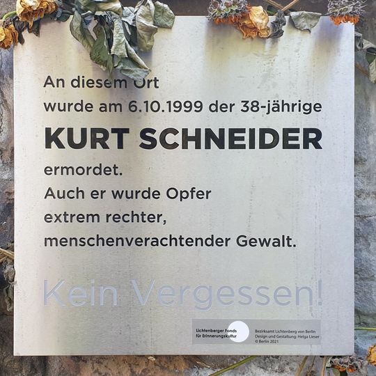 Gedenktafel für Kurt Schneider