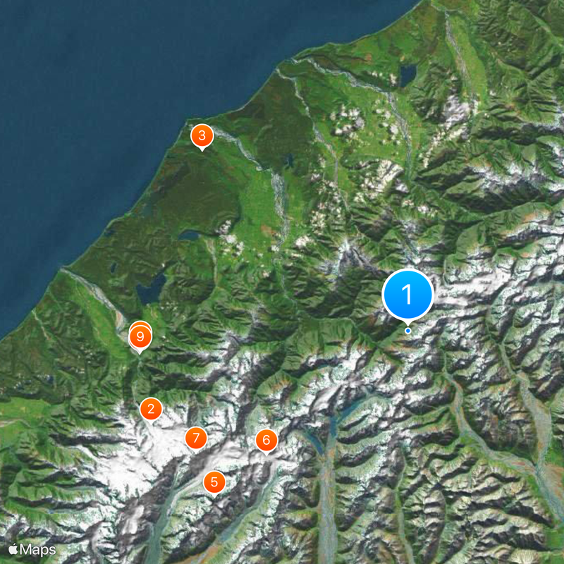 Southern Alps / Kā Tiritiri o te Moana Map