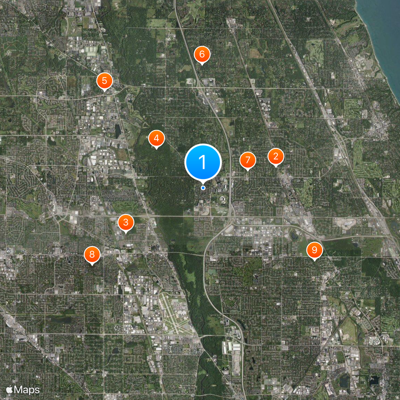 Area codes 847 and 224 Map