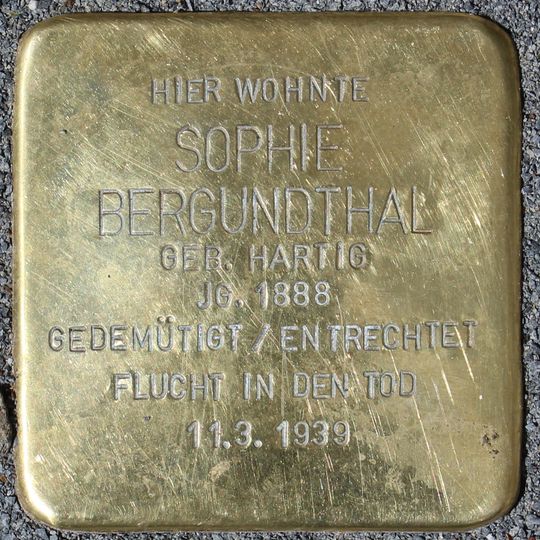 Stolperstein dedicated to Sophie Bergundthal