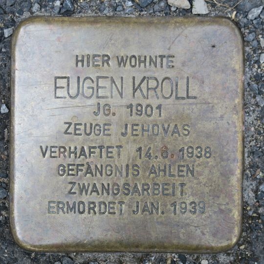 Stolperstein dedicated to Eugen Kroll