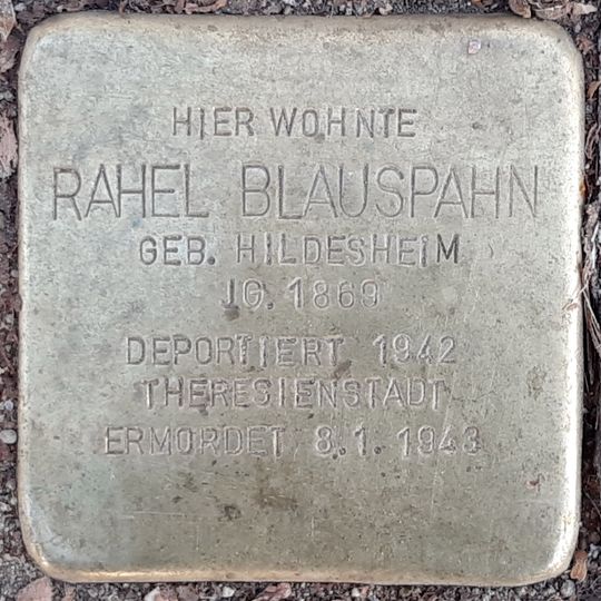 Stolperstein dedicated to Rahel Blauspahn