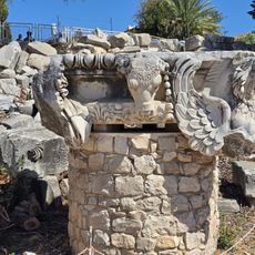 Bull head decorated capital of the corner columns of the Temple of Apollo