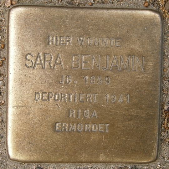 Stolperstein dedicated to Sara Benjamin