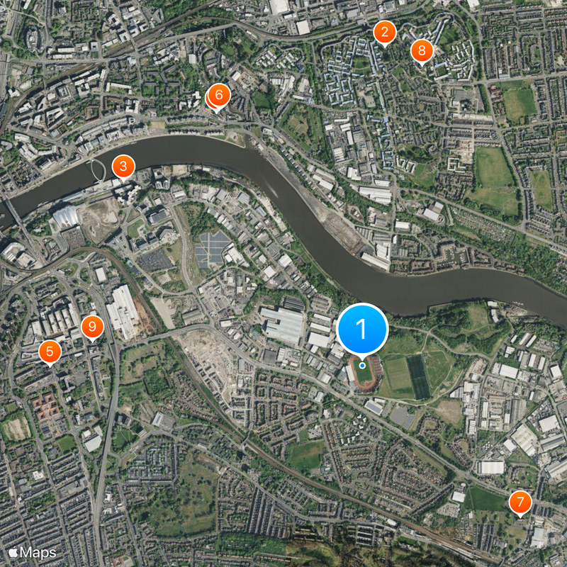 Gateshead International Stadium Mappa