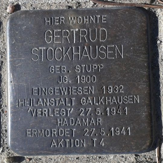 Stolperstein en memoria de Gertrud Stockhausen