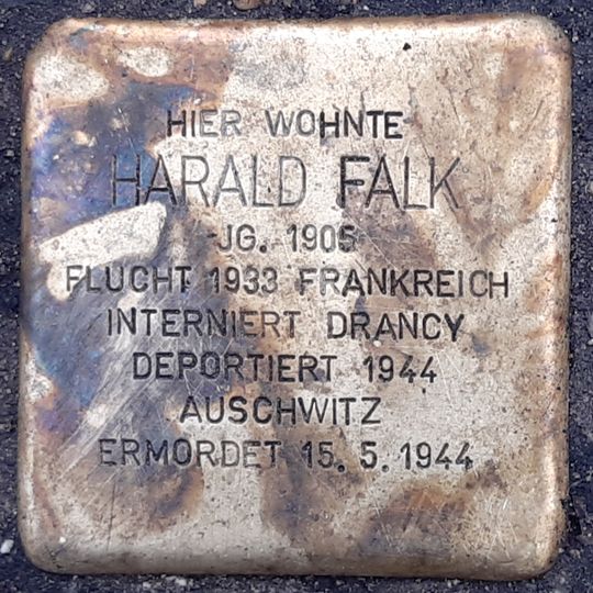 Stolperstein à la mémoire de Harald Falk