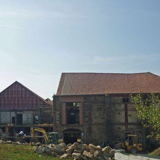 Hexenburg; Ziegelei mit Zufahrt und Schornstein Zur Hexenburg 2