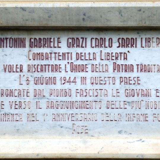 Tombstone of the Partisans shot on June 8, 1944