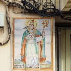 Ceramic panel of Saint Blaise at 24-26 Poeta Badenes Dalmau street, Alberic