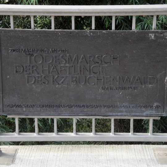 Commemorative plaque for the victims of the death march of Buchenwald concentration camp