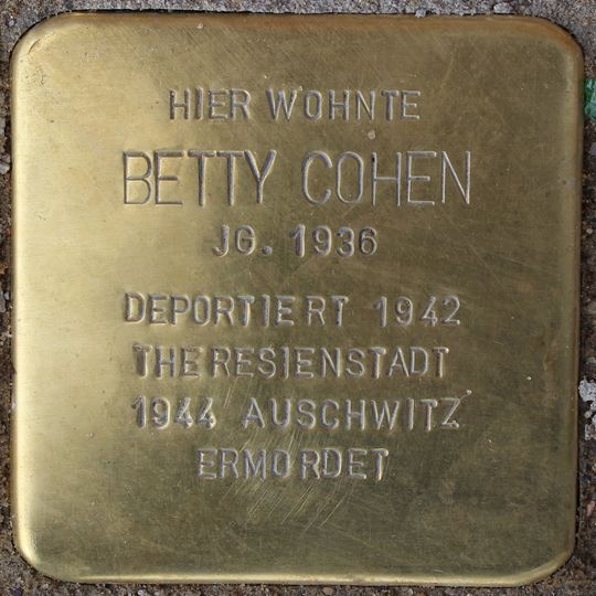 Stolperstein en memoria de Betty Cohen