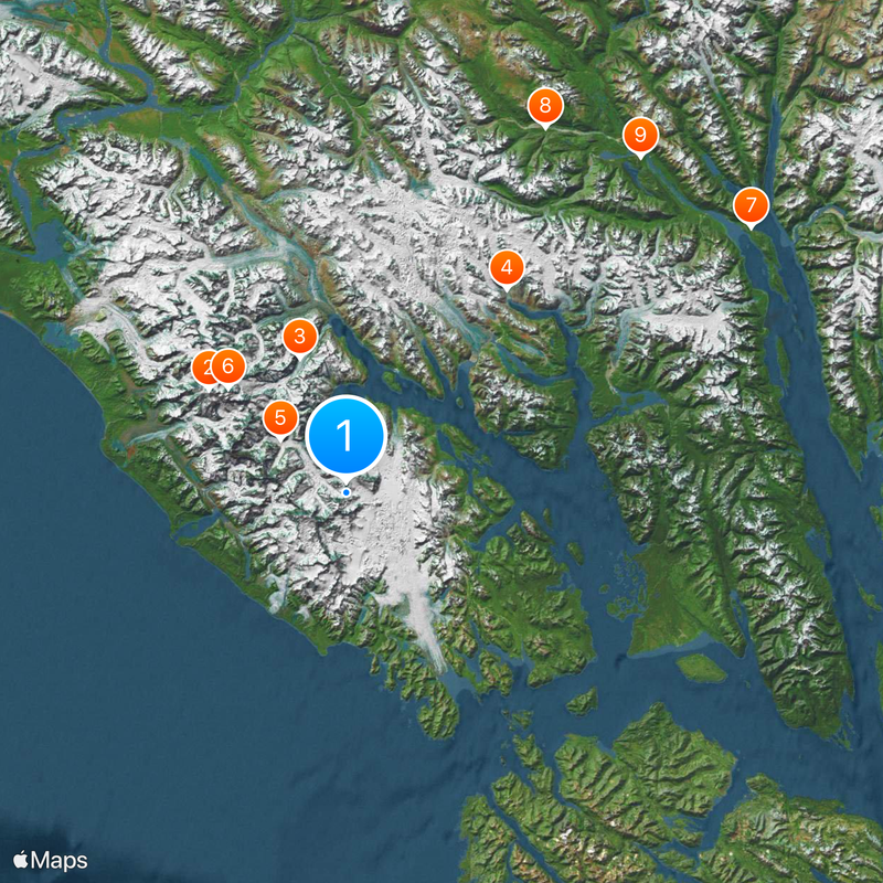 Park Narodowy Glacier Bay Mapa