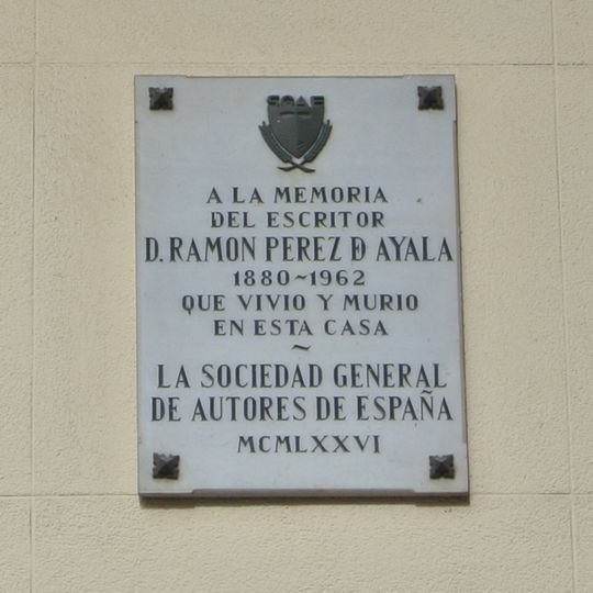 Commemorative plaque to Ramón Pérez de Ayala, Madrid