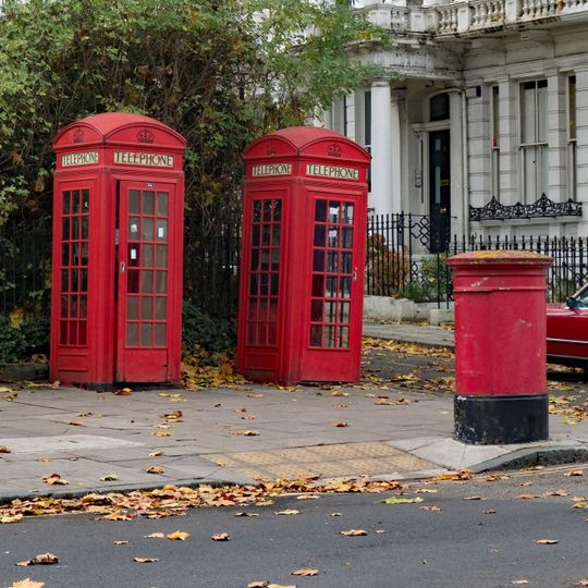 Pair Of K2 Telephone Kiosks At Junction With Regents Park Road