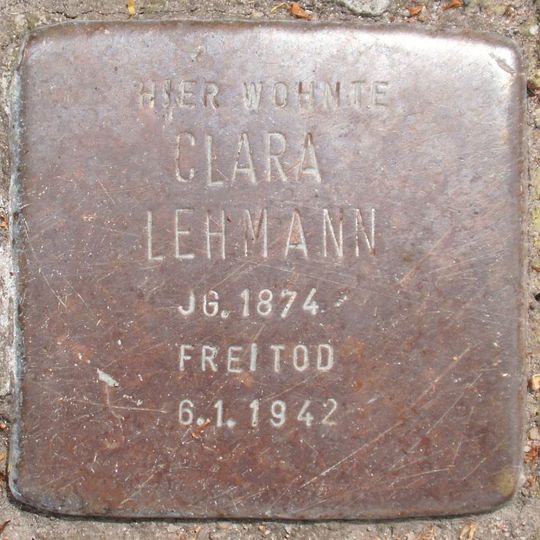 Stolperstein dedicated to Clara Lehmann