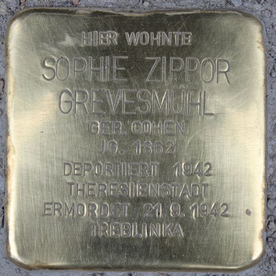 Stolperstein dedicated to Sophie Zippor Grevesmühl