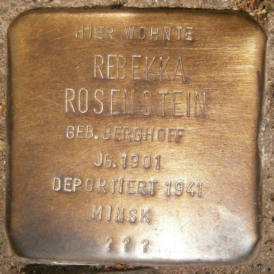 Stolperstein dedicated to Rebekka Rosenstein