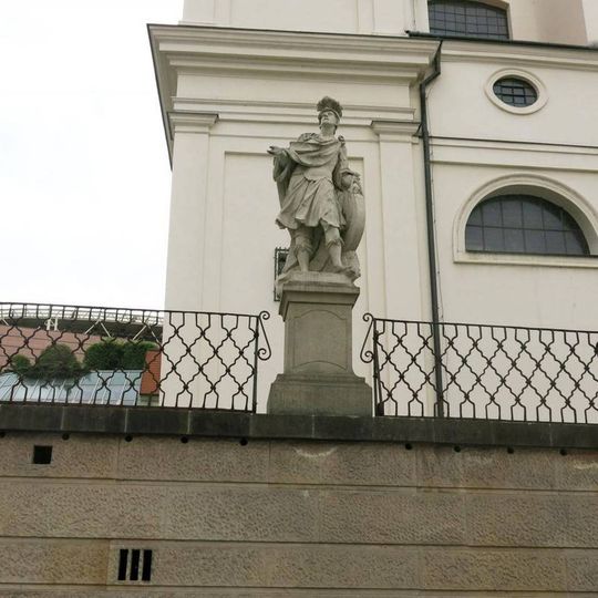 Socha svatého Floriána na rampě okolo kostela svatého Michala v Brně