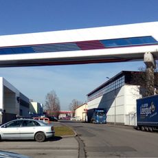 Krytý most přes Kněžskodvorskou ulic v areálu Budějovického Budvaru