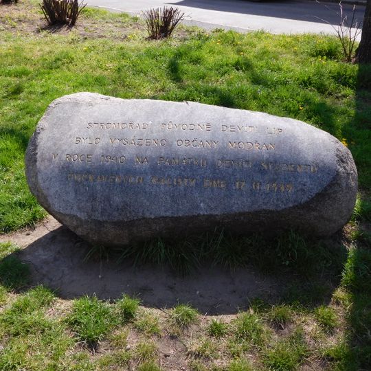 Memorial stone at U Modřanské školy street