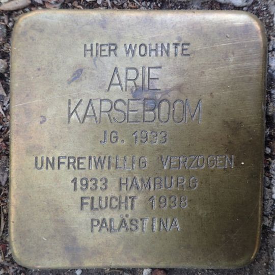 Stolperstein dedicated to Arie Karseboom