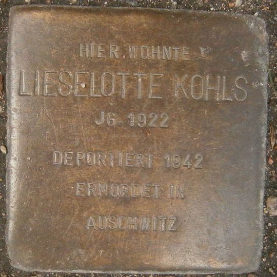 Stolperstein à la mémoire de Lieselotte Kohls