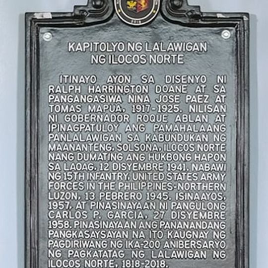 Capitol of the Province of Ilocos Norte historical marker