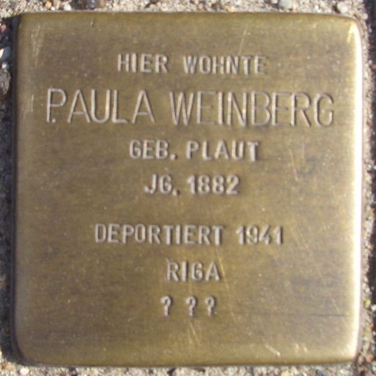 Stolperstein dedicated to Paula Weinberg