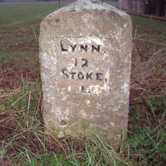 Milestone, Lynn Road, by 'The Four Winds',