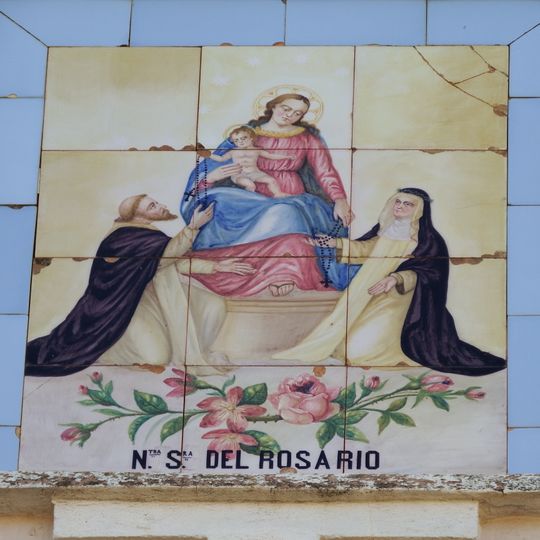 Ceramic panel of Our Lady of the Rosary