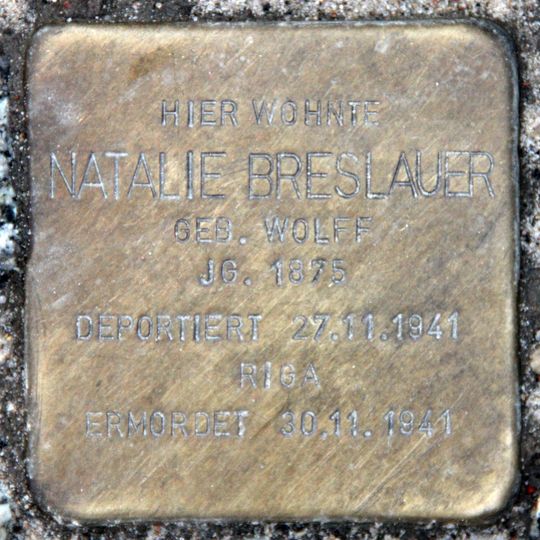Stolperstein dedicated to Natalie Breslauer