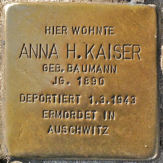 Stolperstein en memoria de Anna H. Kaiser