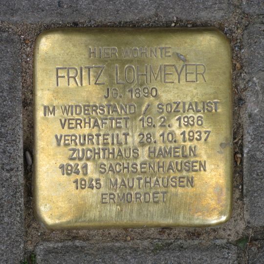 Stolperstein à la mémoire de Fritz Lohmeyer